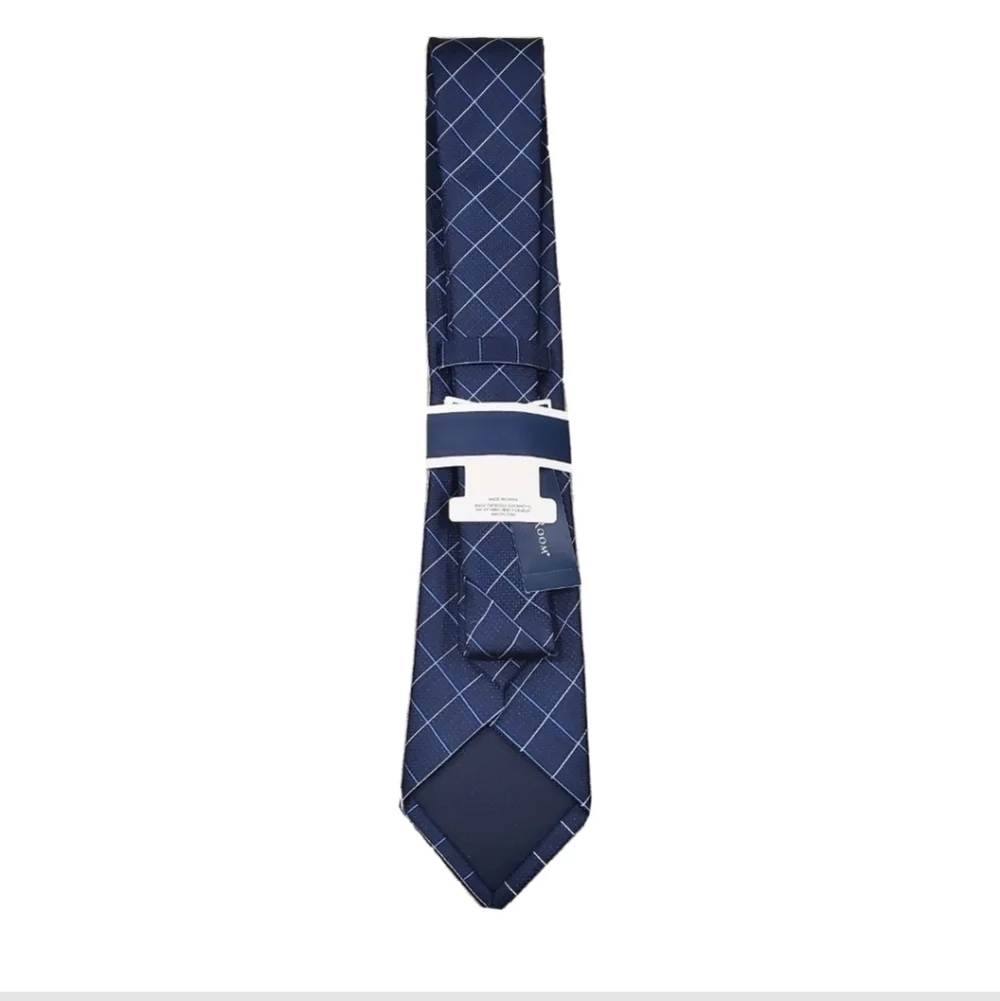 NEW Club Room Men's Canton Grid Blue Tie 56